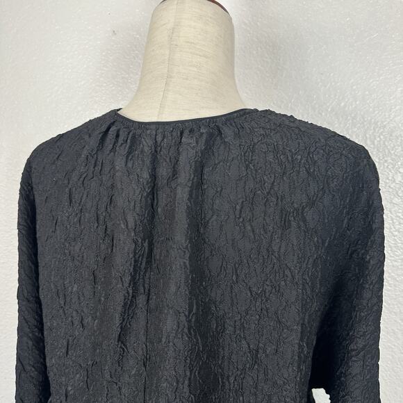 Wilfred Black Textured Top Women Small Peplum Blouse Jacquard Deep V Neck - Picture 8 of 13